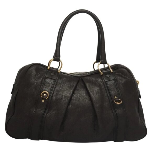 BURBERRY Shoulder Bag Leather Black Gold Auth 134105 - Picture 3 of 16